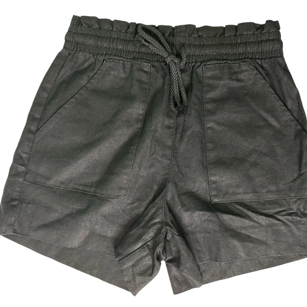 Banana Republic Women’s Hemp-Cotton Paperbag Shorts Small Black